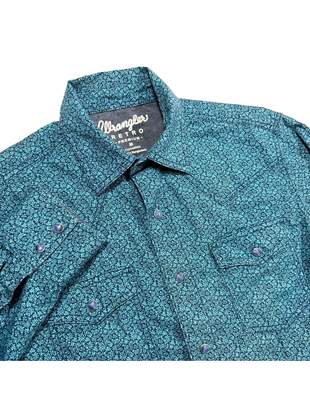 Wrangler Retro Premium Western Men’s Medium Cotton L/S Button-Up Blue Floral